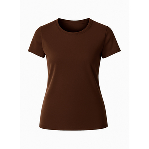 Camiseta informal transpirable con cuello redondo para mujer, camiseta de manga corta, suave y ligera, a la moda, para uso diario - Product Image 1