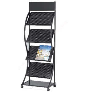 Support de littérature en métal portable avec étagère multiple pour présentoir de magazines publicitaires et porte-brochures - Product Image 1