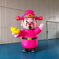 Mascotte gonflable personnalisée en tissu Oxford, rose, du Dieu de la Fortune Cai Shen, avec pouce levé et lingot, pour les boutiques du Nouvel An chinois