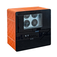 Homisafe Coffret de rangement pour montres automatiques de luxe en cuir orange diamant 6 emplacements avec intérieur blanc et rangement latéral