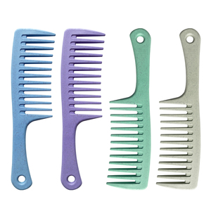 Eco-friendly <strong>Custom</strong> Logo Handmade Wide Tooth <strong>Comb</strong> High Quality Wheat Straw Shower Bath Hair <strong>Comb</strong> With Hook - Product Image 1