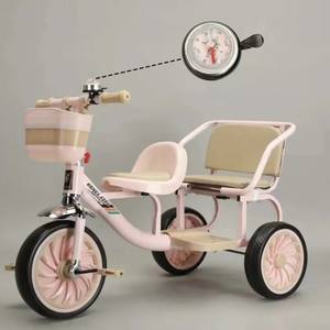 Triciclo per Bambini con Sedile Posteriore per Gemelli Fratelli Sorelle Giocano Insieme Manubrio Regolabile in Altezza - Product Image 2