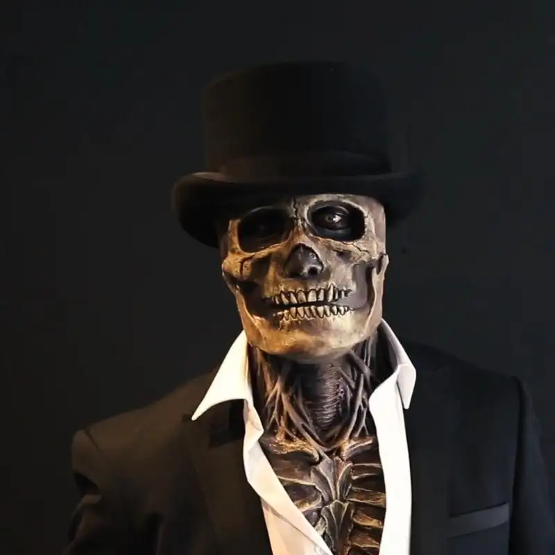 Оптовая продажа, латексные страшные маски скелета на Хэллоуин, латексная маска, головной убор, реквизит для вечеринки на Хэллоуин