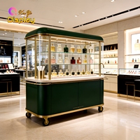 Station de dégustation de parfums haut de gamme et écologique, bar à parfums, surface en marbre, design mobile, stand de vente de luxe pour centre commercial, salle d'exposition, avec éclairage LED