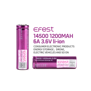 2025 batterie lithium-ion cylindrique chaude <span class=keywords><strong>Efest</strong></span> 14500 1200Mah 6A 3.6V batterie Li-Ion batterie longue durée 14500 - Product Image 2