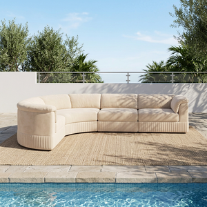Modern Modular Fabric Sofa Set Beige Living Room Furniture Minimalist Design Wood Legs - Product Image 3