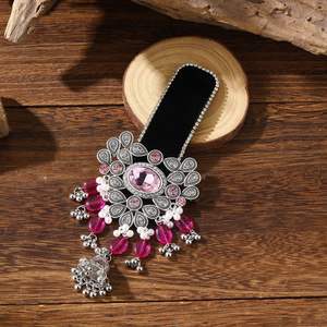 Broche artisanale populaire transfrontalière, style indien rétro à la mode, ethnique, avec pompon exagéré, fleur en cristal coloré, <span class=keywords><strong>pince</strong></span> à cheveux - Product Image 6