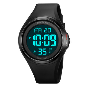 Skmei Digital Watch Men Black Tpu Strap 3Bar Waterproof Countdown Alarm Sport Watch - Product Image 2