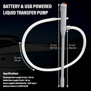 ปั๊มถ่ายโอนเชื้อเพลิงที่ใช้แบตเตอรี่ที่เชื่อถือได้3.2GPM ราคาพื้นฐานและคุ้มค่าทำจากพลาสติกที่ทนทาน - Product Image 3