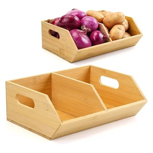 Wooden Desktop <b>Storage</b> <b>Box</b> 2 Tier Compartmentalized Organizer For <b>Kitchen</b> Bathroom Countertop Organization - Product Image 5
