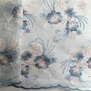Многоцветная недорогая качественная Свадебная кружевная ткань с цветочной вышивкой