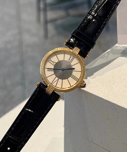 Montre-bracelet vintage pour femme, 30 mm, chiffres romains, bracelet en cuir véritable, montre à quartz, <span class=keywords><strong>double</strong></span> cadran en saphir avec diamants CZ - Product Image 6