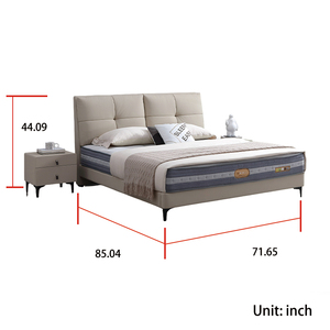 <span class=keywords><strong>Lit</strong></span> intelligent minimaliste en cuir pleine fleur avec supports à <span class=keywords><strong>lattes</strong></span> réglables, cadre en acier et bois assemblé, capacité 450 kg, silencieux et confortable pour - Product Image 6