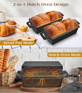 Molde rectangular resistente para hornear pan <span class=keywords><strong>de</strong></span> carne, <span class=keywords><strong>de</strong></span> <span class=keywords><strong>hierro</strong></span> fundido precurado, para pan casero <span class=keywords><strong>de</strong></span> masa madre, apto para horno y estufa. - Product Image 4