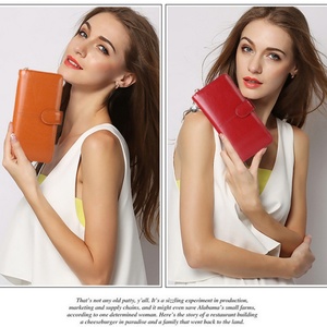 Hot Sale Latest Fashion <b>Ladies</b> Long Zipper Cell Phone Clutch Purse Female Wax Leather Card <b>Wallet</b> Women - Product Image 4