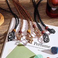 Pierre naturelle en cristal, accessoires de bijoux, collier en filet, Original, filet tissé, rétro, pendentif en filet, corde réglable, colliers