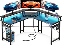 Bureau en forme de L Offres Spéciales Bureau Gamer Bureau de jeu pour jeux Table de jeu Design PC Bureau de jeu avec lumière RVB