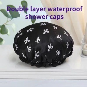 Gorro de Ducha de Satén de Doble Capa, Impermeable, de Secado Rápido, Elástico y Reutilizable, con Diseño de Lazo - Product Image 6