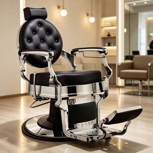Fauteuil de barbier vintage Capone Black Ice, chaise de coupe de cheveux classique pliable pour salon de coiffure, avec repose-pieds réglable - Product Image 2