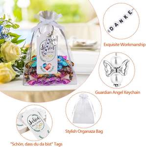 Lihuida - Juego de 30 Llaveros Personalizables con Colgante de Ángel Guardián, Bolsas de Organza, Papel Kraft, <span class=keywords><strong>Regalo</strong></span> para <span class=keywords><strong>Bautizo</strong></span> o Boda - Product Image 3