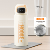 Botol termos 500ml, botol air pintar Stainless Steel 316 dengan sedotan, tampilan suhu Led, botol minum terisolasi