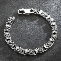 Bracelets pour hommes femmes Biker Creative Punk Vintage argent acier inoxydable gothique squelette crâne cubain lien chaîne