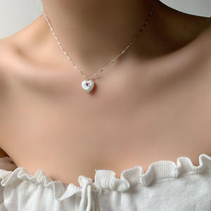 Collier en argent pur S925 avec perle baroque naturelle en forme de bouton, cœur, diamant rose, étoile rétro, fée rose, pendentifs en perles violettes, charmes - Product Image 2