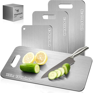 <span class=keywords><strong>Set</strong></span> di 3 Taglieri in Titanio Puro al 100% a Doppia Faccia, Non Tossici, Igienici, in Acciaio Inossidabile per Cucina e Campeggio - Product Image 1