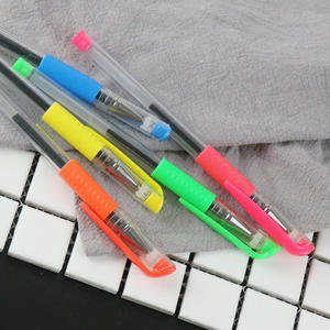 Grosir Set pena bolpoin ramping Promosi 0.5mm lebar menulis bahan plastik Gel merah biru untuk Hotel hadiah Glitter murah - Product Image 6