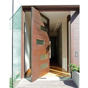 Porte d'entrée en Fiber de verre, grande porte en bois, reconnaissance faciale