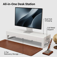 Support de moniteur universel multifonctionnel avec solutions de rangement complètes et plateforme de charge pour appareils