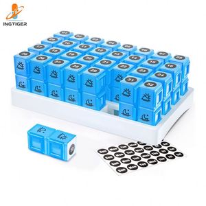 Pastillero Mensual Azul de Gran Capacidad, 2 Tomas Diarias, Estuche para Pastillas de 30 Días con 31 Compartimentos Extraíbles AM/PM - Product Image 1