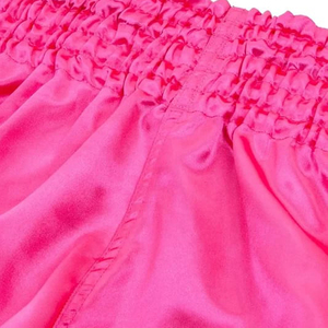 Unisex <b>Pink</b> Satin Stretch Muay Thai <b>Shorts</b> Kickboxing Training Trunks with Front Custom Logo - Product Image 4
