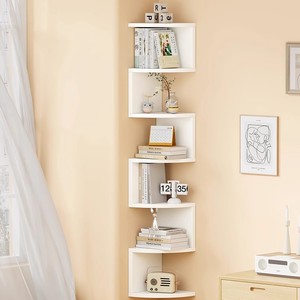 Modern Minimalist MDF Home Living Room Corner <b>Wall</b>-<b>Mounted</b> Multi-Tiered Storage Rack Shelf Partition Organizer Bookshelf - Product Image 1