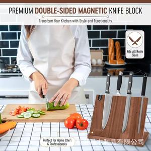 ที่วางมีดแม่เหล็กไม้เนื้อแข็งสำหรับวางบนเคาน์เตอร์ครัว พร้อมที่ลับมีด - Product Image 4