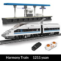 Train électrique à grande vitesse Wange sur rail, blocs de construction en plastique ABS, échelle 1:1, jouet de construction OEM