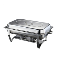 AIRUISI Ensemble de serveur de buffet de chauffe-plats électrique moderne en acier inoxydable Rectangle Chauffe-plats or argent pour hôtel