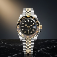 Montre de plongée sportive Hercules avec logo personnalisé, mouvement Seiko NH35, GMT, bracelet en cuir, boîtier en acier inoxydable, cadran analogique