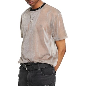 T-shirt a maniche corte in Nylon finta maglia girocollo da uomo con Design personalizzato - Product Image 1