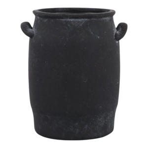 Vaso in Ceramica Tradizionale Decorativo per Soggiorno, Camera da Letto, Ufficio, Finitura Nera Opaca con Manici - Product Image 5