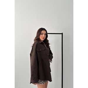 Blusas y Camisas de Gabardina Marrón para Mujer, Producto al por Mayor - Product Image 3