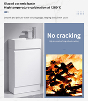 Meuble-lavabo Huiliya 16/19 pouces au design moderne et minimaliste, avec vasque en mélamine et vasque en pierre, miroir inclus, facile à nettoyer