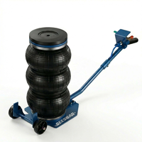 Cric pneumatique robuste 3,5T à triple sac en fonte avec soupape de sécurité et poignée d'extension, levage rapide, hauteur max. 44 cm