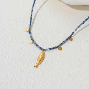 XL187 Ozean-Charme Anhänger-Halskette |   Chirurgischer Stahl Fisch+Muschel+Blumencluster |   Verstellbare Minimalistische Schlüsselbeinkette - Product Image 2