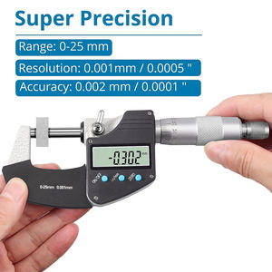 Micromètre numérique 0-25mm Instrument de contrôle de la qualité avec jauge à vis en spirale Outils de mesure de résolution 0.001mm - Product Image 2