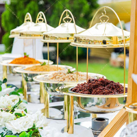 Chauffe-plats de luxe en acier inoxydable pour buffet, présentoir à couverts, plaque de présentation plaquée or, fournitures pour hôtels et restaurants