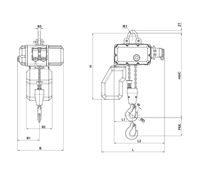 Palans électriques à chaîne NCH1 type F 250 kg avec chariot de levage pour grue à déplacement 1Fall 8/2 m/min 0,75/0,18 kW
