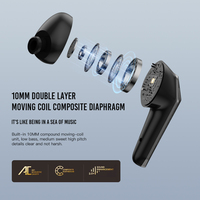 Écouteurs intra-auriculaires TWS ODM OEM de haute qualité avec écran LED, petits écouteurs sans fil avec indicateur de batterie numérique, chipset JL