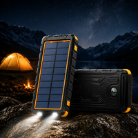 Batterie solaire robuste 10000mAh USB-C 18W Charge rapide Étanche Chargeur d'urgence avec double éclairage LED