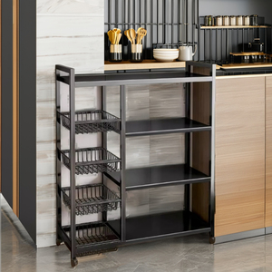 Estante organizador de cocina de acero inoxidable de Metal multifuncional, soporte para estufa de microondas, cesta de almacenamiento de verduras y frutas - Product Image 3